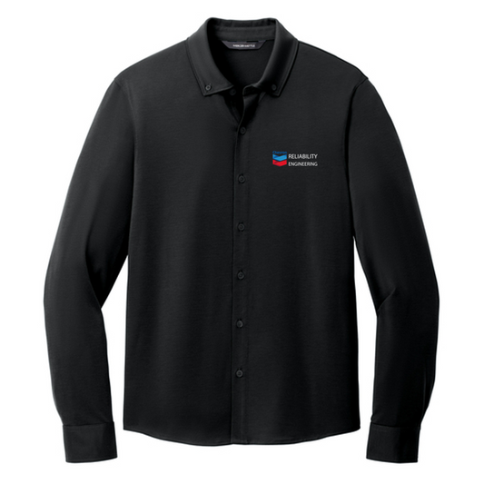 CHEVRON RE Mercer+Mettle® Stretch Jersey Long Sleeve Shirt - Deep Black