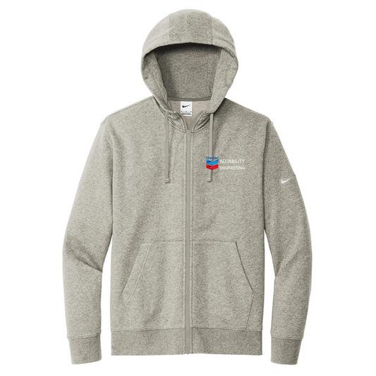 CHEVRON RE Nike Club Fleece Sleeve Swoosh Full-Zip Hoodie - Dark Grey Heather